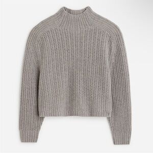 Madewell heather pewter Pointelle-Stitch Mockneck Sweater